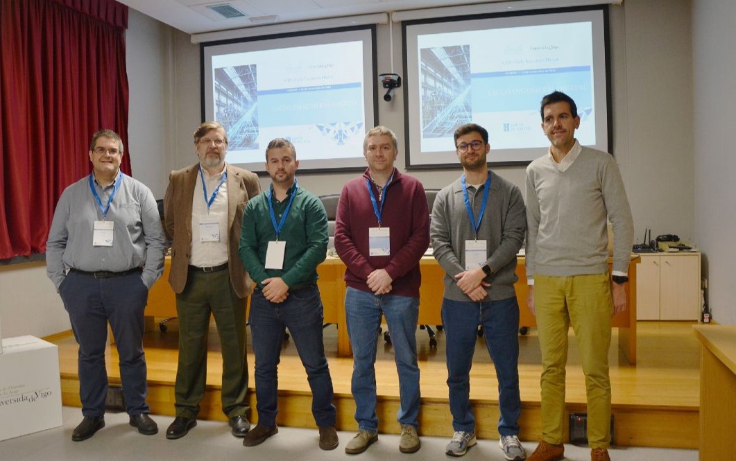 Representantes de la Escuela Superior de Ingeniería Informática en el Campus da Auga, en Ourense.